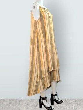 Mlle Gabrielle Long Summer Dress, Vertical Stripes